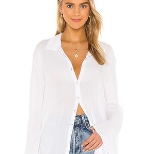 Lovers and Friends Whitney Beach Shirt in coconut white size S
